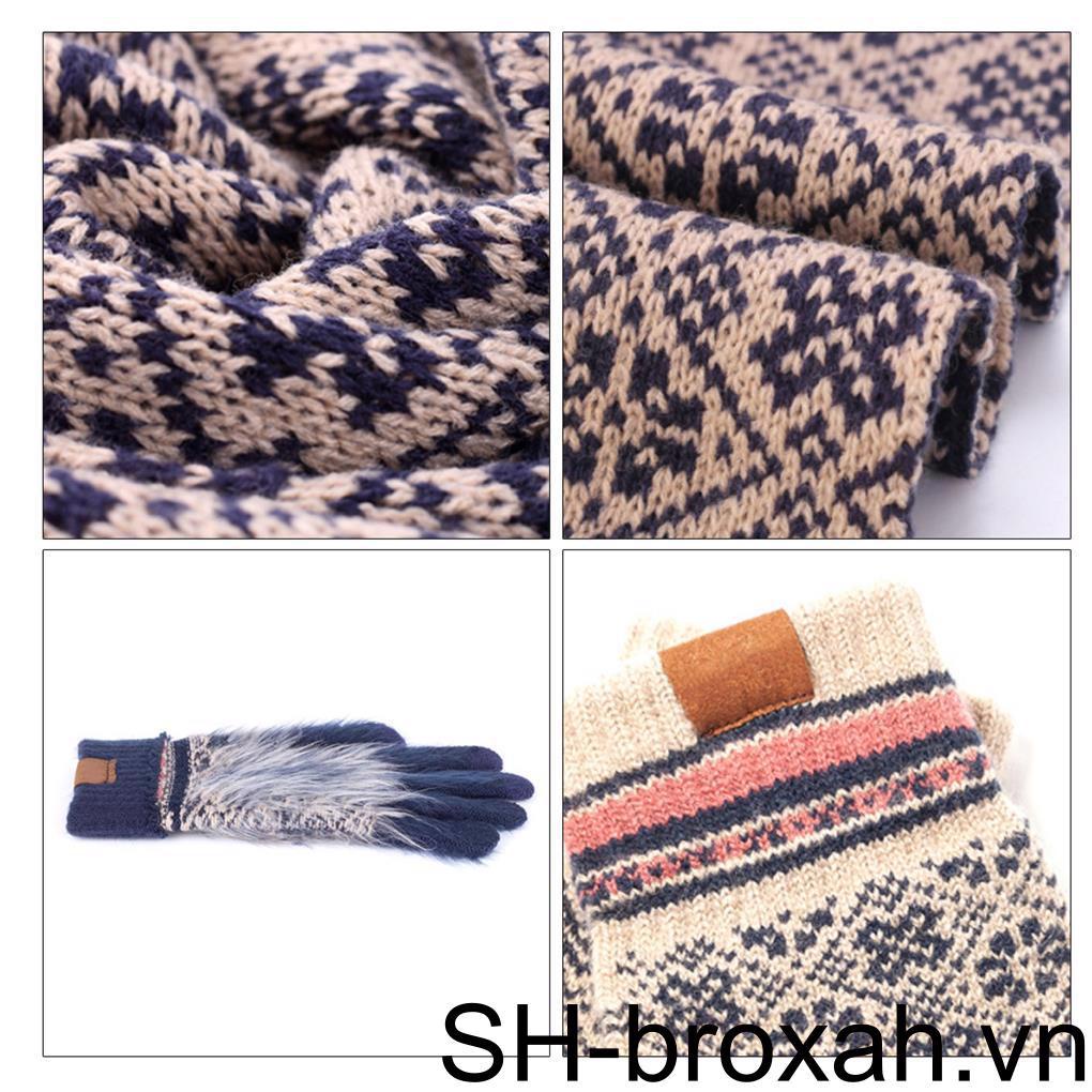 Bộ Khăn Choàng Cổ / Mũ / Găng Tay Giữ Ấm Mùa Đông Bằng Acrylic Dày Mềm Mại