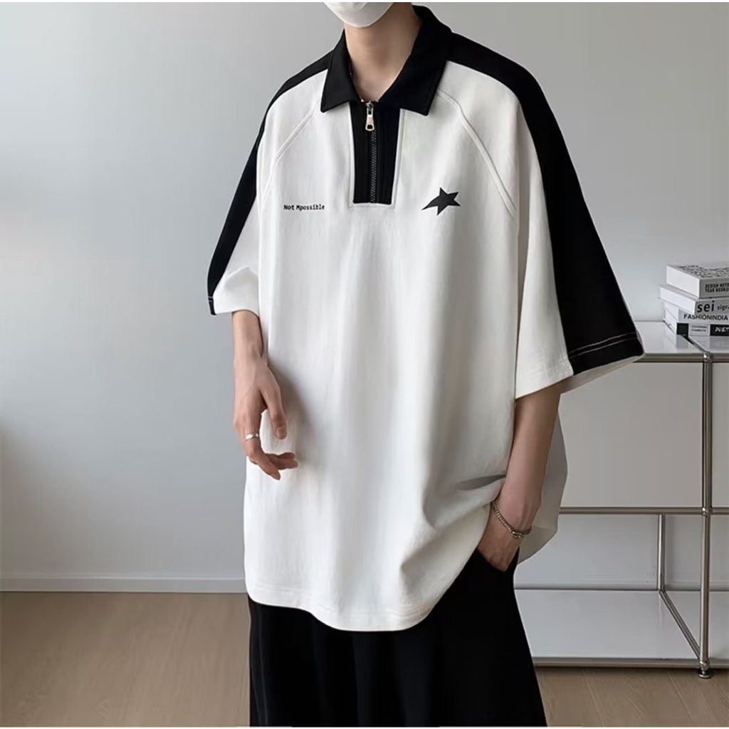 Áo Thun polo Ngắn Tay Phối Màu Tương Phản Thời Trang Cho Nữ Coup