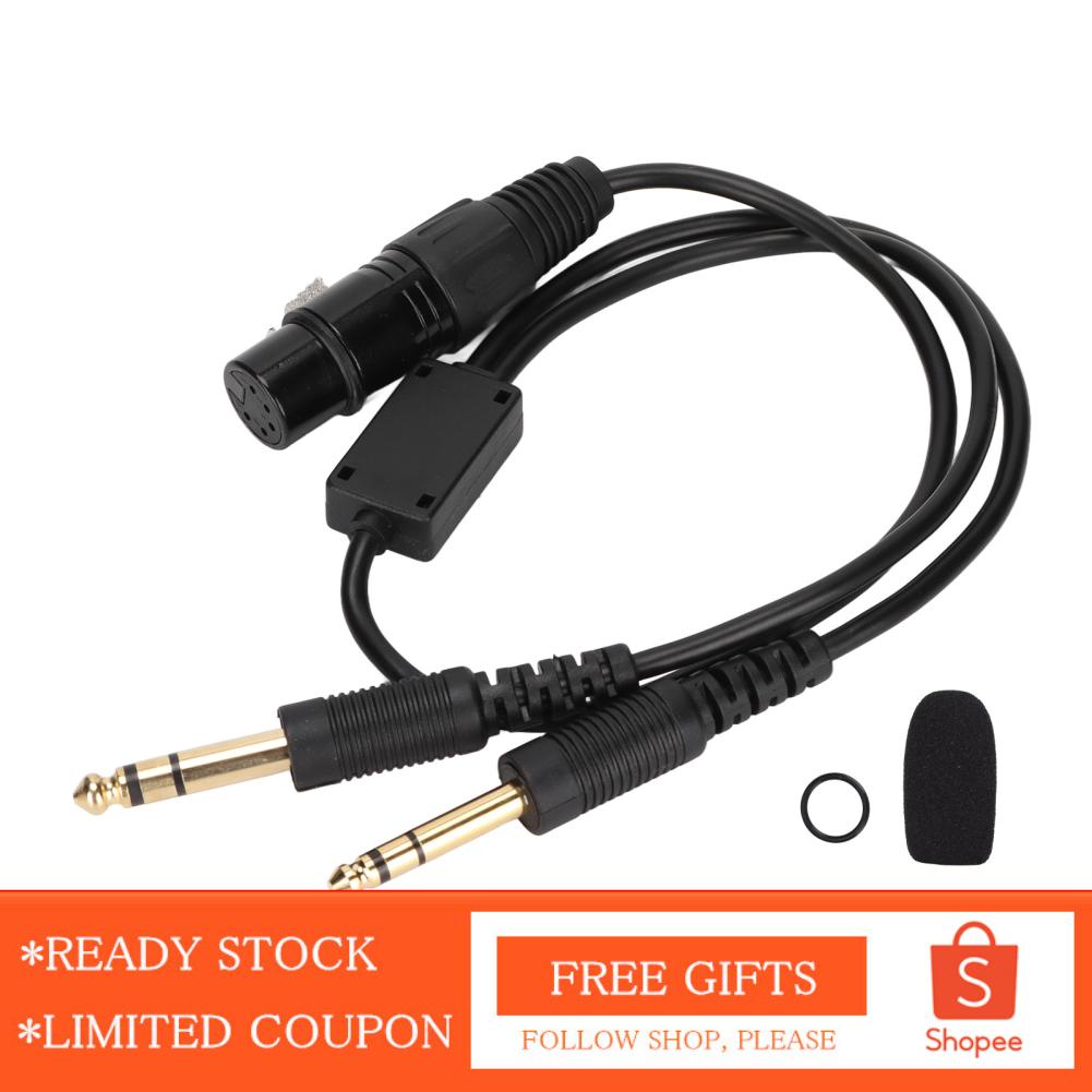 Alwaysonline XLR To 2 GA Plug Conversion Cable  Aviation Headphone Adapter Stretchable for Airbus Headset