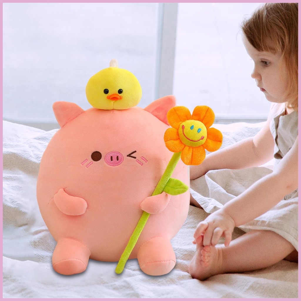 Thú Nhồi Bông Hình Chú Heo / Vịt Mềm Mại Thoải Mái Cho Bé