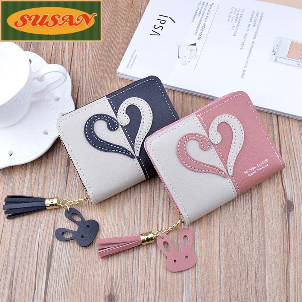 Ví Đựng Tiền Xu Có Khóa Kéo Và Tua Rua Màu Tương Phản Thời Trang Cho Nữ Giá Đỡ