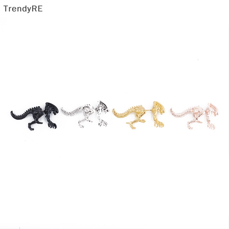 2 Đôi Bông Tai Hình Khủng Long 3D Màu Đen