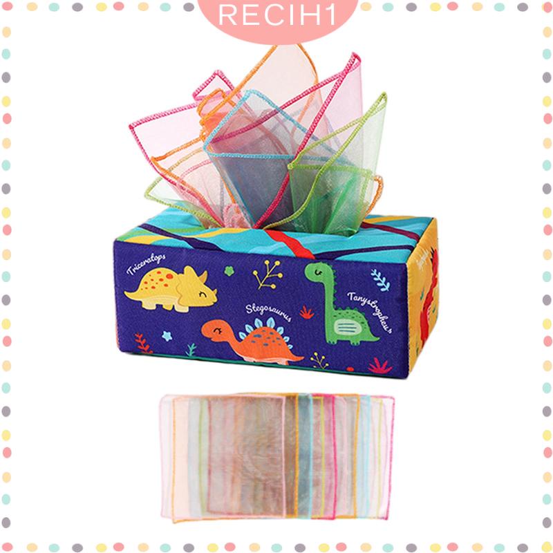 [Recih] Hộp Khăn Giấy Kéo Hoạt Động Phát Triển Kỹ Năng Động Cơ Tốt Hình Vuông Nhiều Màu Sắc Đồ Chơi Thoải Mái Cho Bé