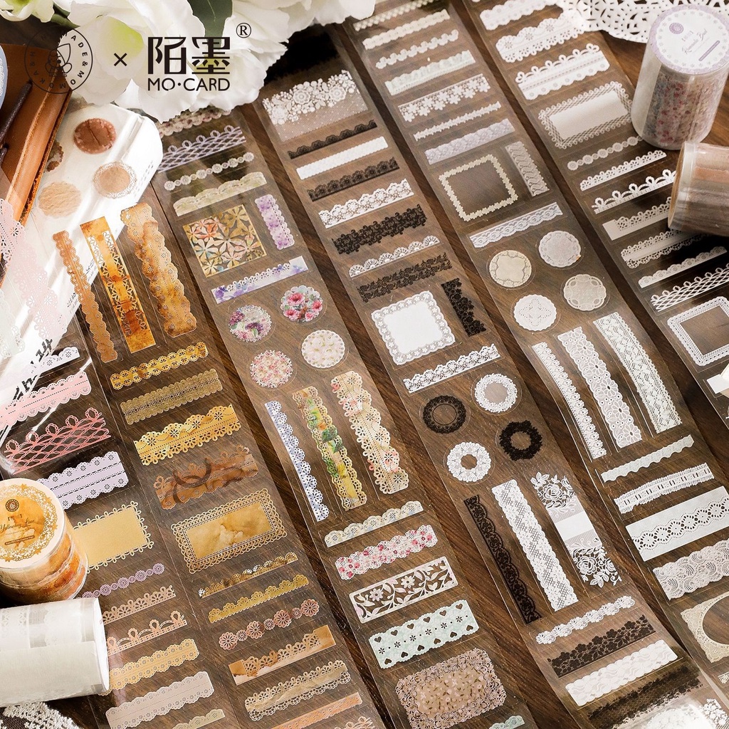 Cuộn Băng Keo Dán Trang Trí Sổ Tay DIY Họa Tiết Ren Hoa Phong Cách Vintage