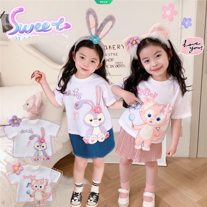Áo Thun Cotton Ba Chiều Tay Ngắn In Hoạt Hình Lina Belle Dễ Thương Thoải Mái Thời Trang Mùa Hè 2023 Cho Bé Gái