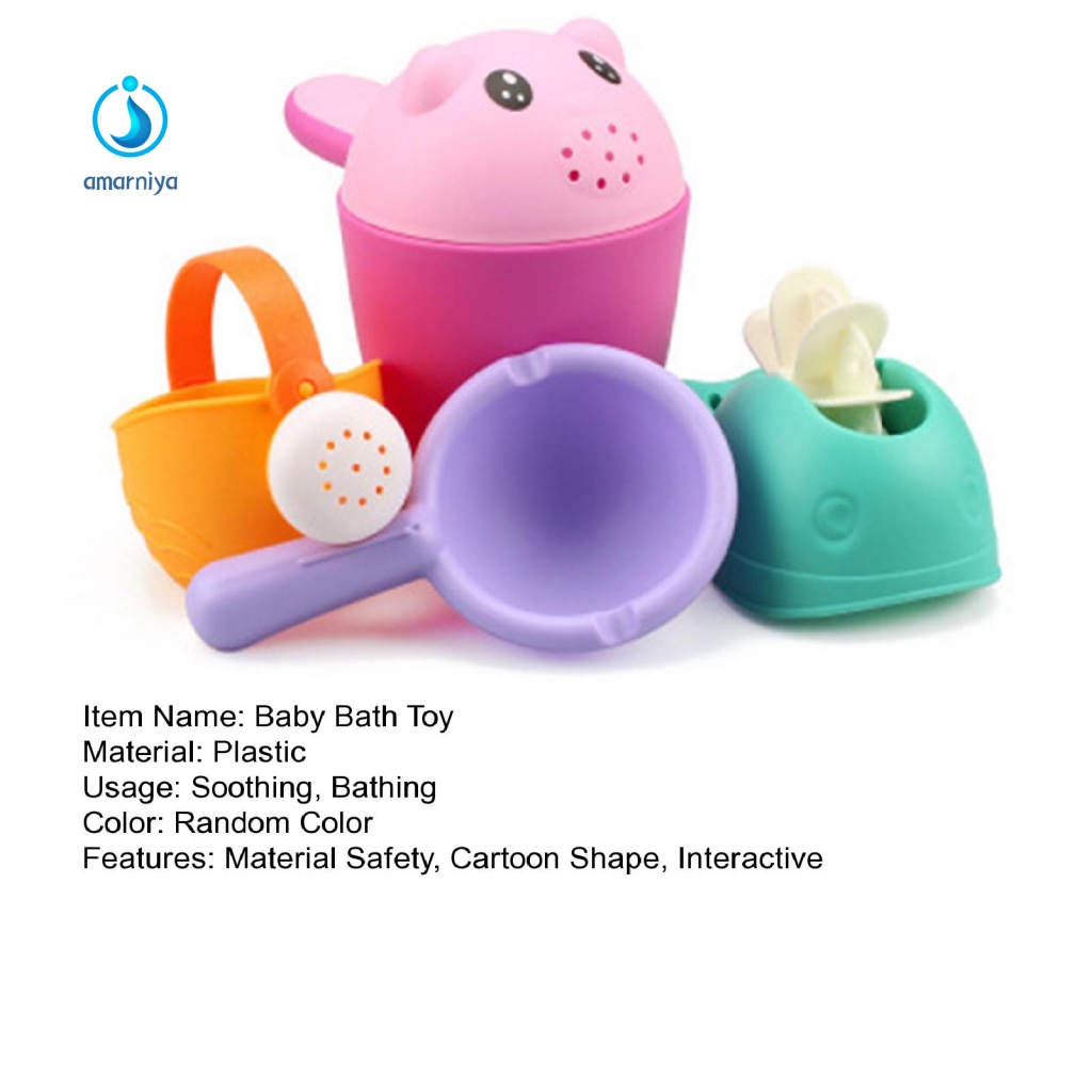 1 Bộ Đồ Chơi Bồn Tắm Bằng Nhựa Họa Tiết Hoạt Hình Dễ Thương Cho Bé