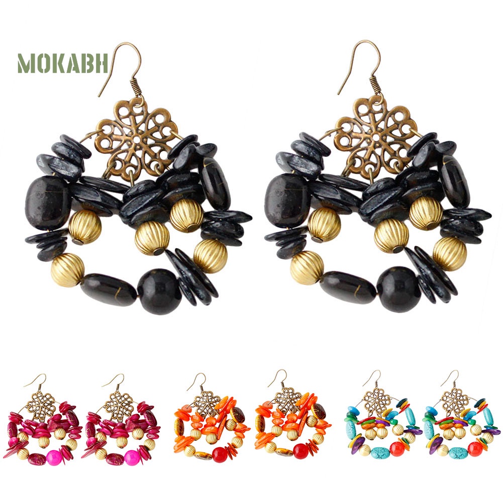 Bông Tai Xỏ Hạt Nhiều Màu Phong Cách Bohemian Thời Trang Cho Nữ