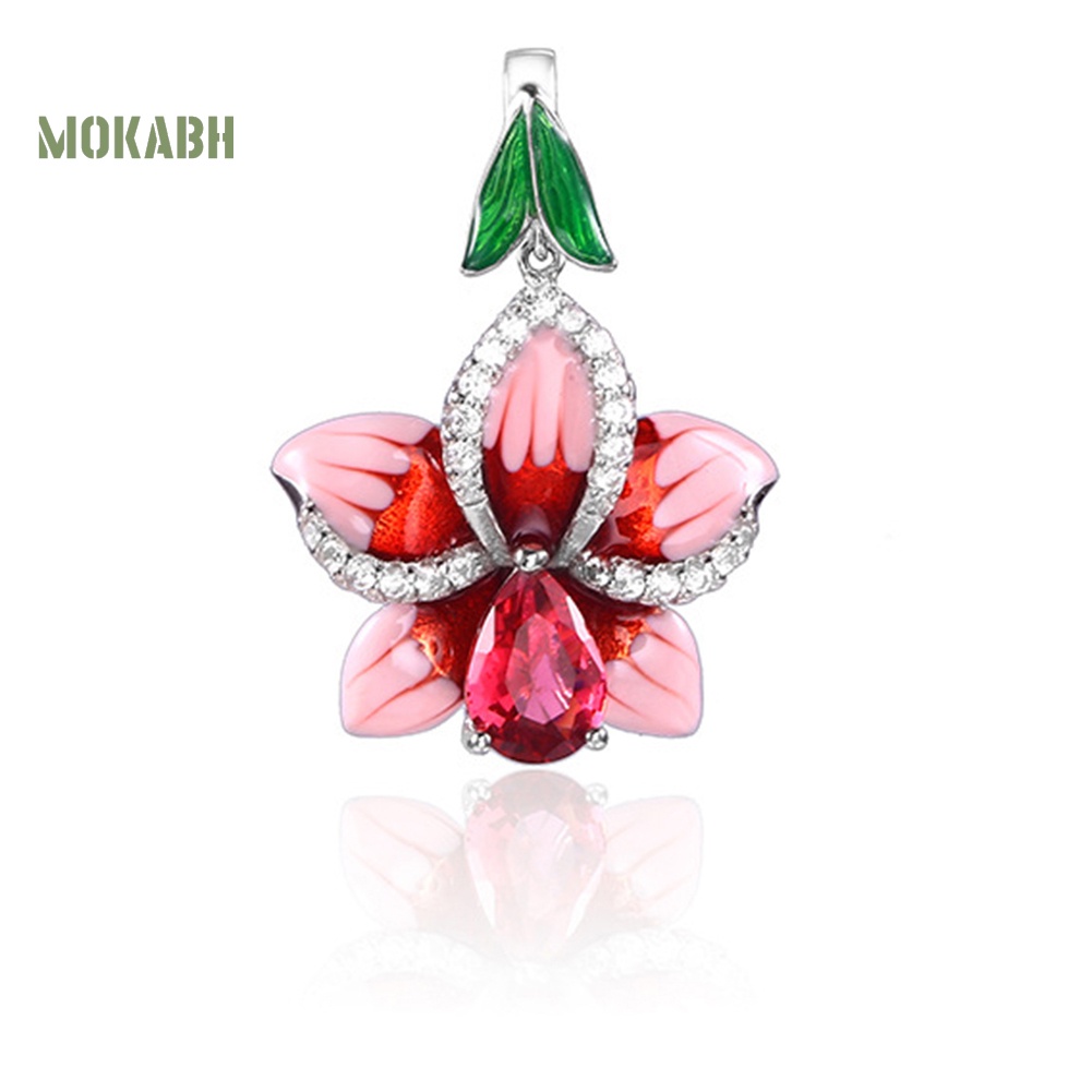 Bông Tai Hình Hoa Lá Tráng Men Đính Đá Thời Trang Cho Nữ