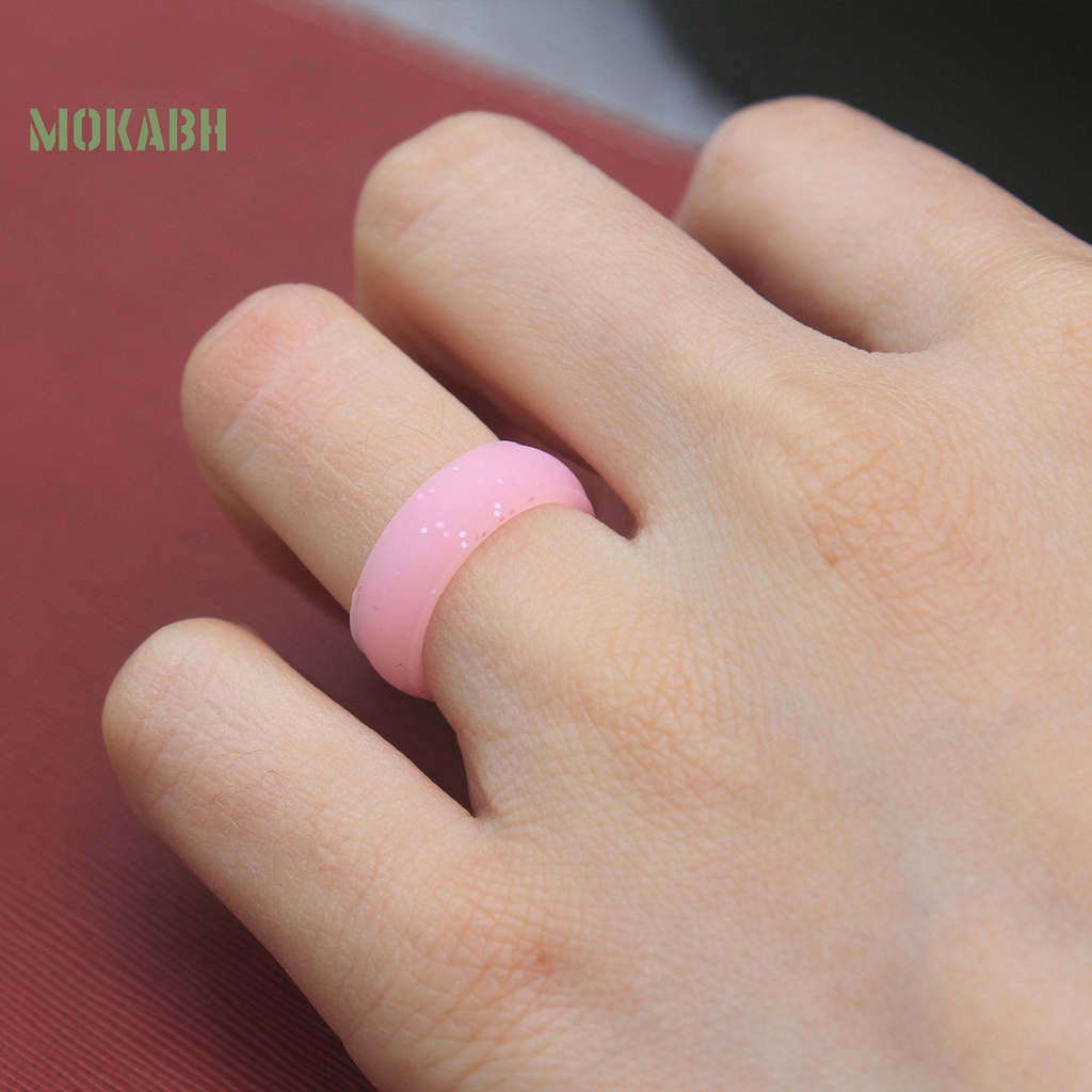 Set 10 Nhẫn Silicone Dẻo Lấp Lánh Linh Hoạt Trang Trí Đa Năng Cho Cặp Đôi