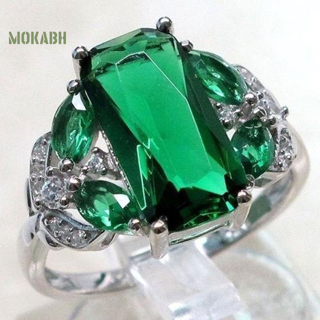 Nhẫn Hợp Kim Bản Rộng Đính Đá Quý Nhân Tạo Thanh Lịch Cho Nữ