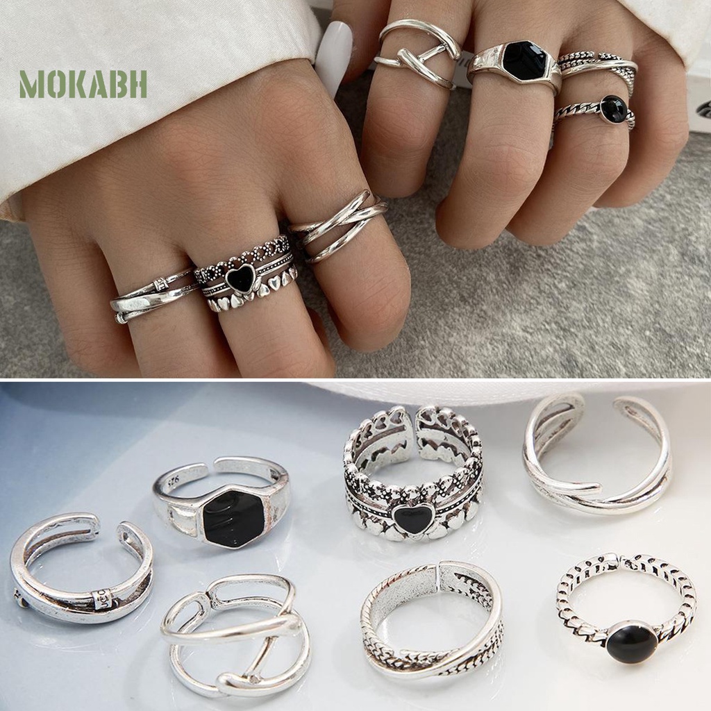 Set 7 Nhẫn Đeo Khớp Ngón Tay Đính Đá Thời Trang Cho Nữ