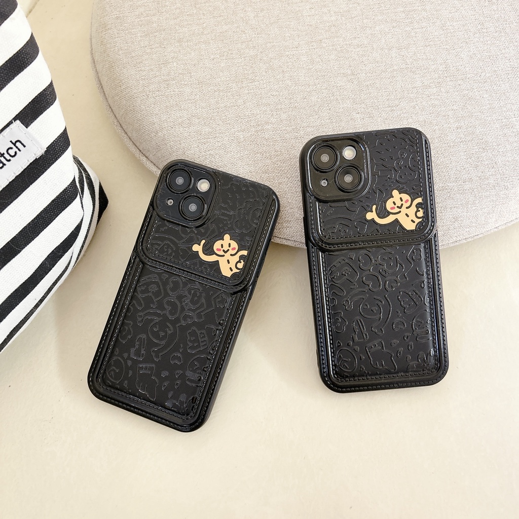 Ốp Điện Thoại tpu Dẻo Màu Đen Họa Tiết Hoạt Hình Dễ Thương Chống Sốc Cho iPhone 14 13 12 11 PRO MAX