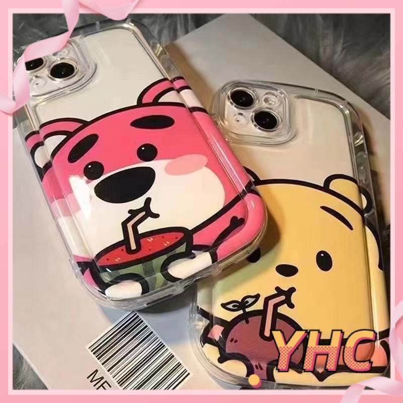 Ốp Điện Thoại Gấu dâu tây dễ thương Vinnie Gấu xà phòng đệm không khí vỏ mềm Cho iPhone 6 / 6S / 6splus / se / 7 / 7plus / 8 / 8plus / X / xs / xsmax / 11 / 12 / 13 / 14 /pro max-401