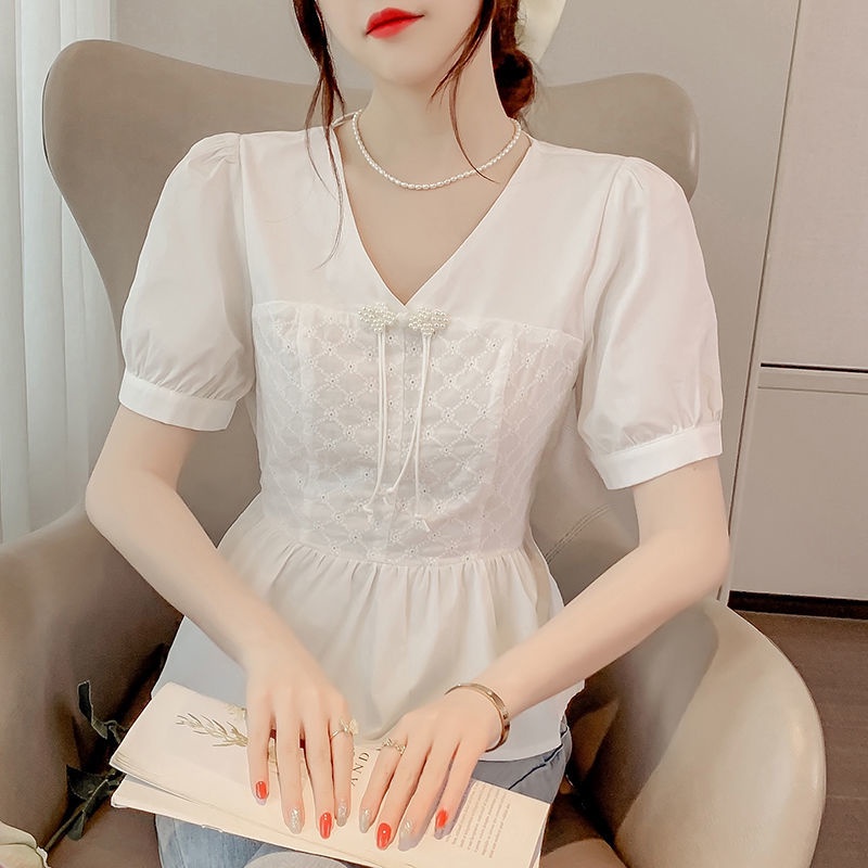 Áo Sơ Mi Ngắn Tay Phong Cách Pháp Thời Trang Mùa Hè 2023 Dành Cho Nữ