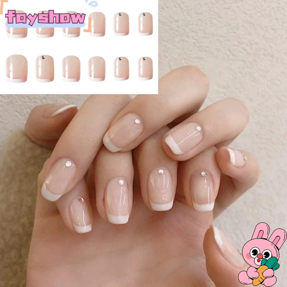 Bộ 24 Móng Tay Giả Đầu Vuông Dạng Nhấn Che Phủ Toàn Diện