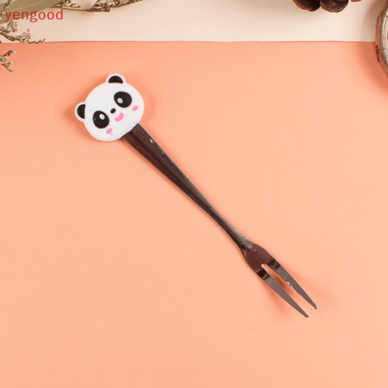 Bộ 5 Nĩa Ăn Trái Cây Mini Bằng Inox Họa Tiết Hoạt Hình Dễ Thương