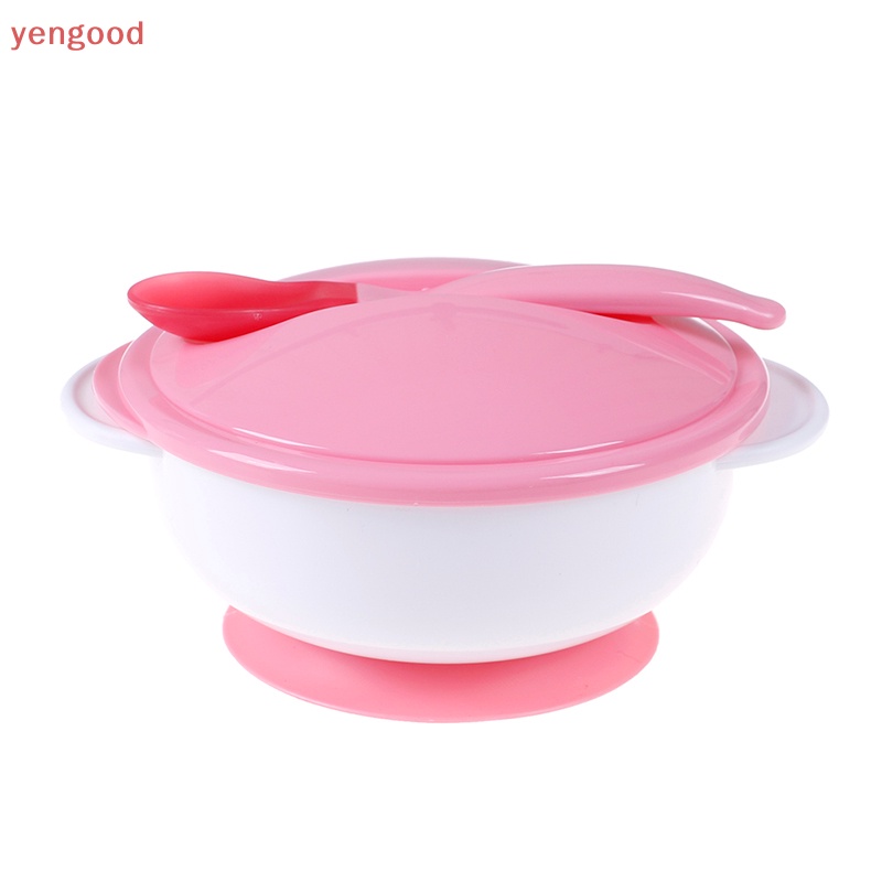 Bộ Dụng Cụ Ăn Dặm Có Giác Hút Chống Trượt Kèm Muỗng Cảm Ứng Cho Bé