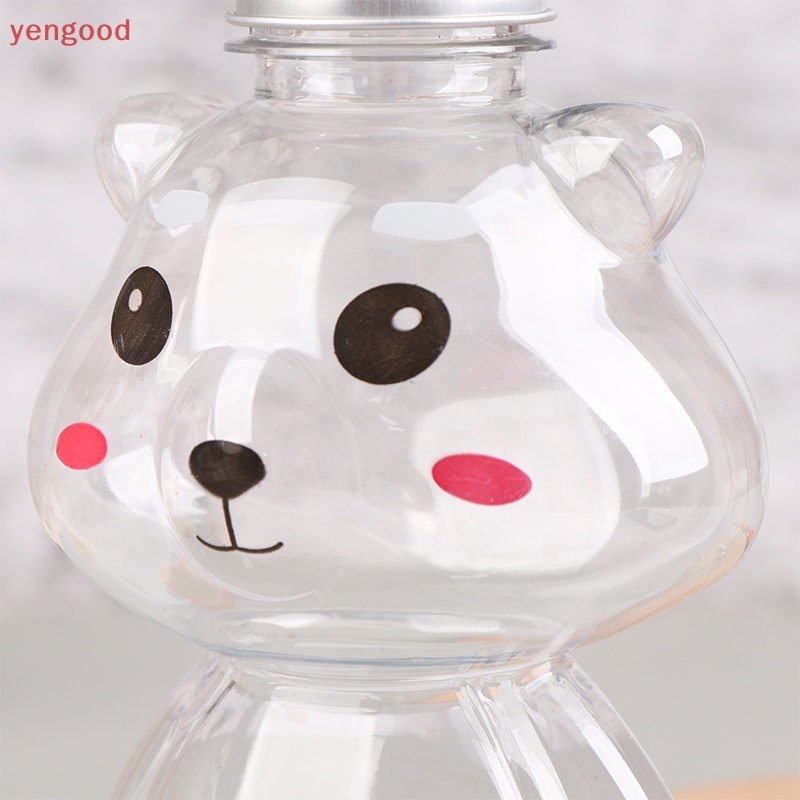 1 Bình Đựng Nước Ép 500ml Bằng Nhựa Dày Trong Suốt In Hình Gấu Hoạt Hình Đáng Yêu