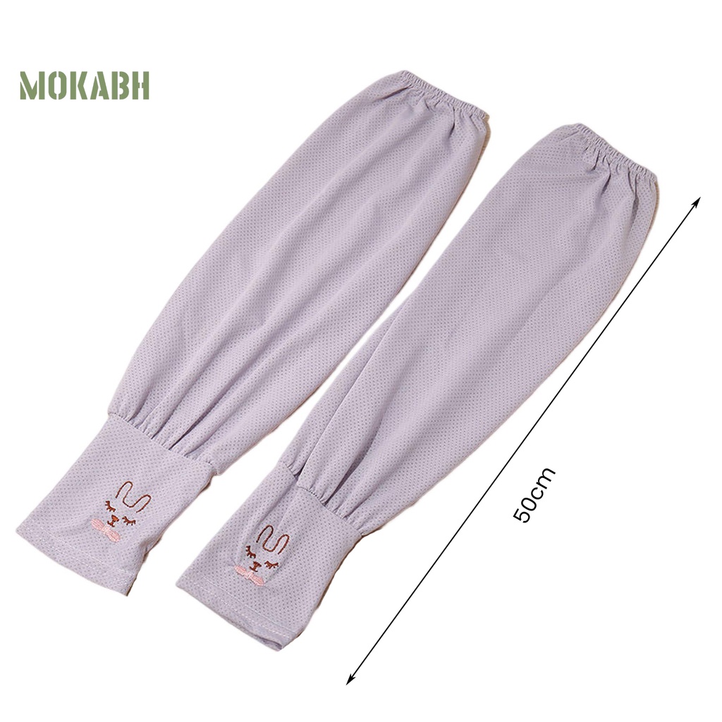 1 Cặp Găng Tay Chống Nắng Chống Tia UV Thoáng Khí Thấm Hút Mồ Hôi Thêu Hình Thỏ Dễ Thương