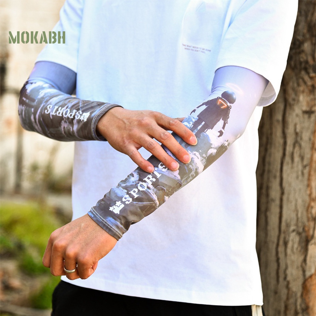 Găng Tay Chống Nắng Bằng Lụa Lạnh Co Giãn Thoáng Khí In Họa Tiết Thời Trang Cho Nam Và Nữ