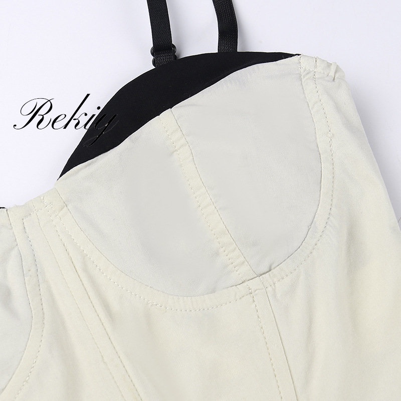 Rekiy Áo Tank Top Hai Dây Phối Màu Tương Phản Thời Trang Mới 2023 Cho Nữ
