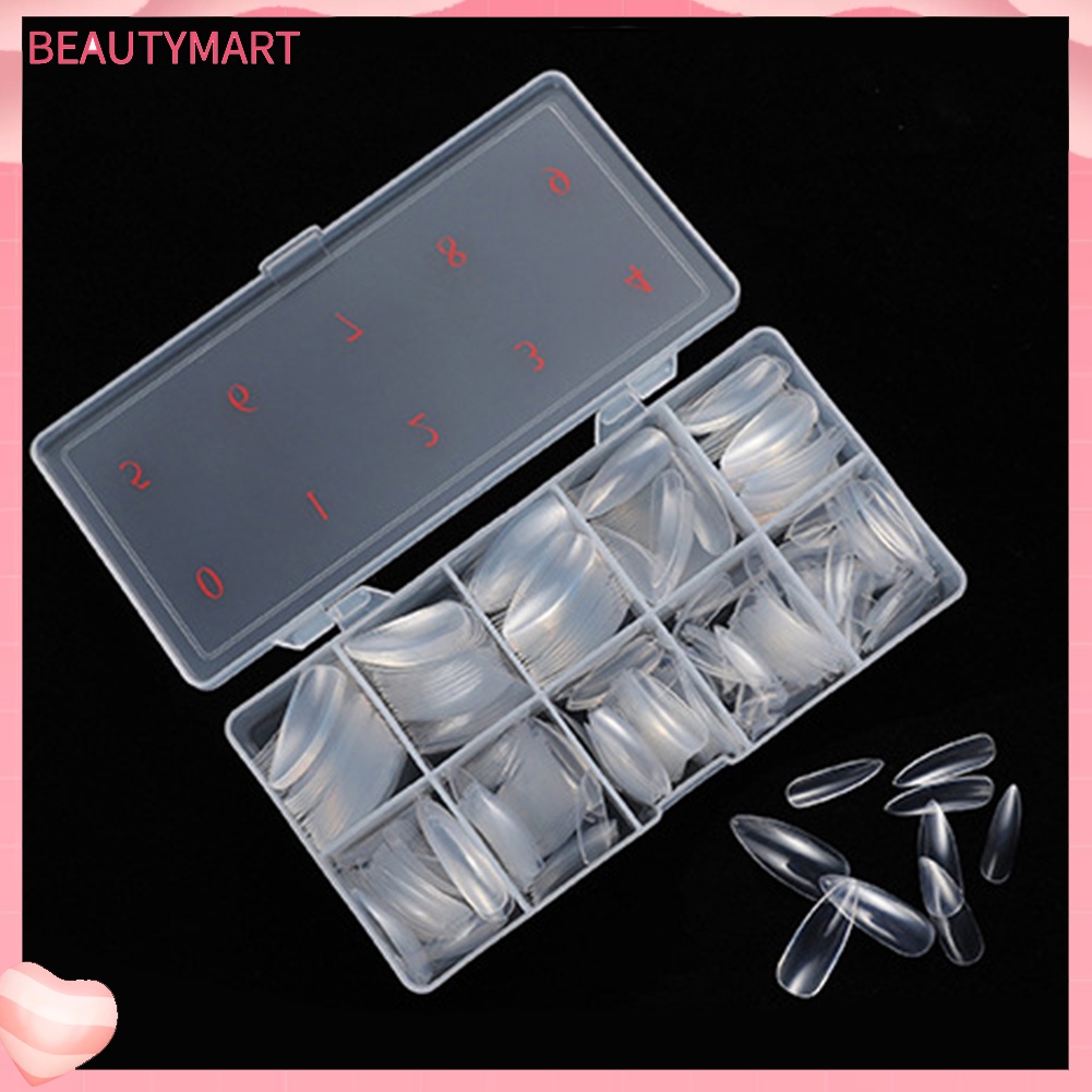 Bộ 500 Móng Tay Giả Đầu Tròn Bằng Acrylic Trong Suốt