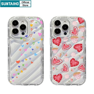 Suntaiho Ốp lưng ốp iphone Ốp Điện Thoại TPU Silicon Mềm Trong Suốt Họa Tiết Trái Tim Cho ốp iphone 14 13 12 Pro 11 Pro Max XS Max X XR 7 8 Plus