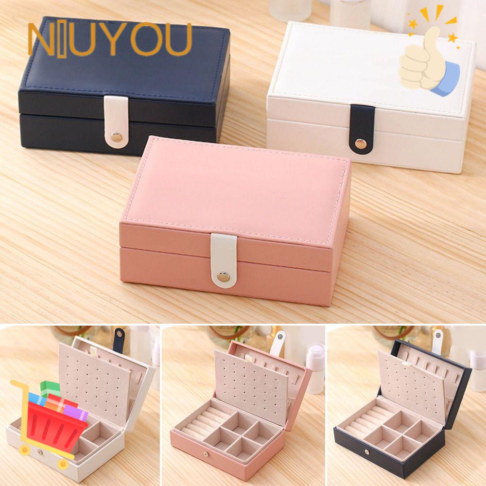 Hộp Đựng Trang Sức Bằng Da Thiết Kế Hai Tầng Tiện Dụng