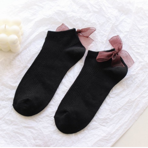 Vớ Cotton Trắng Phối Nơ Họa Tiết Kẻ Sọc Phong Cách lolita Nhật Bản Dễ Thương Cho Nữ