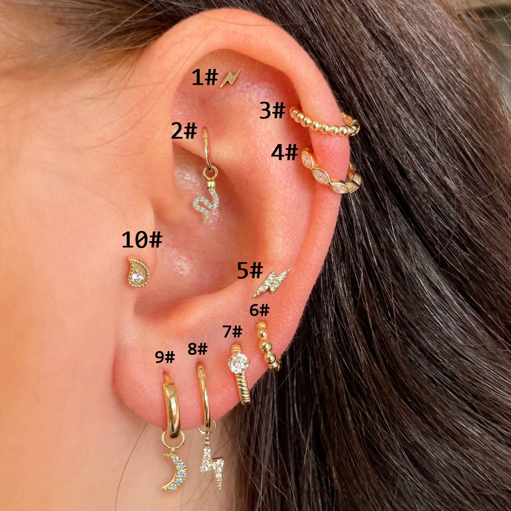 1 Khuyên Xỏ Cơ Thể Chất Liệu Thép Không Gỉ Mạ Vàng Đính Đá Zircon