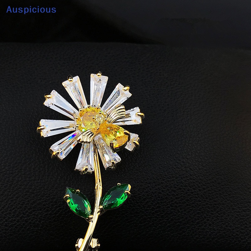 Ghim Cài Áo Hình Hoa Hướng Dương Đính Đá Zircon Màu Hồng Dễ Thương Dành Cho Nữ