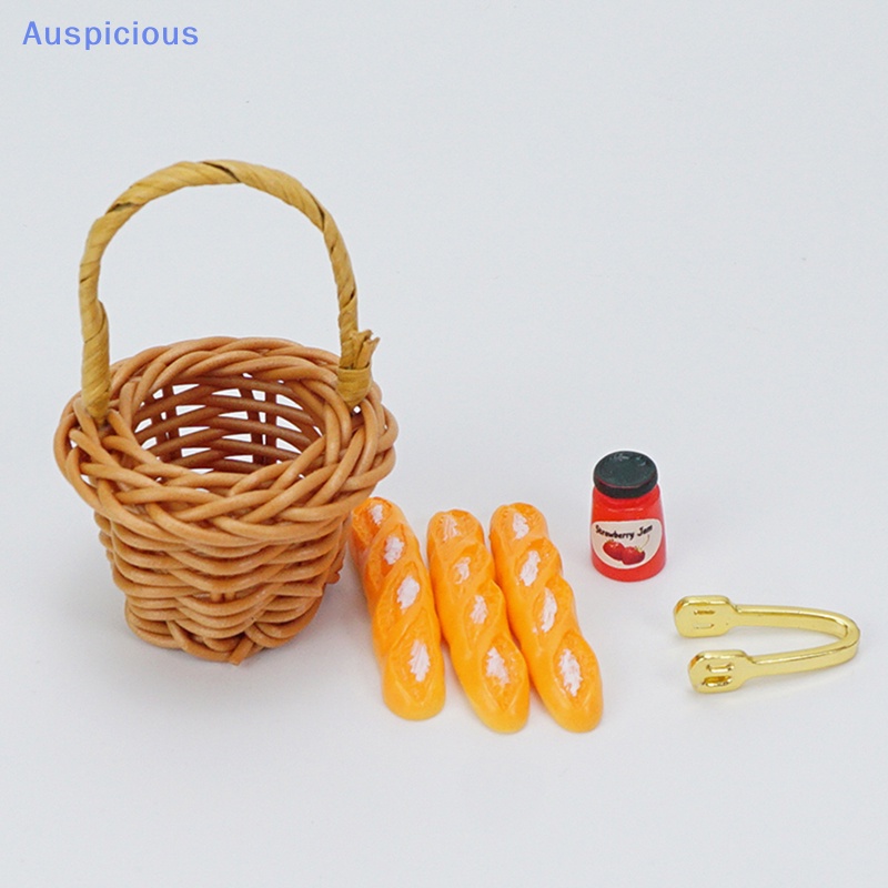 1 Set Giỏ Đựng Bánh Mì Dâu Tây Tỉ Lệ 1 / 12 Trang Trí Nhà Búp Bê