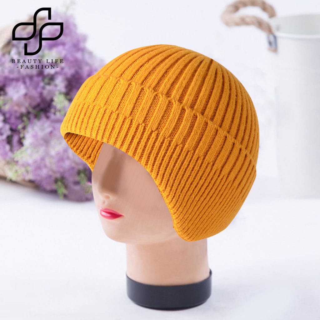 Nón Len Trùm Tai Giữ Ấm Màu Trơn Dành Cho Cặp Đôi