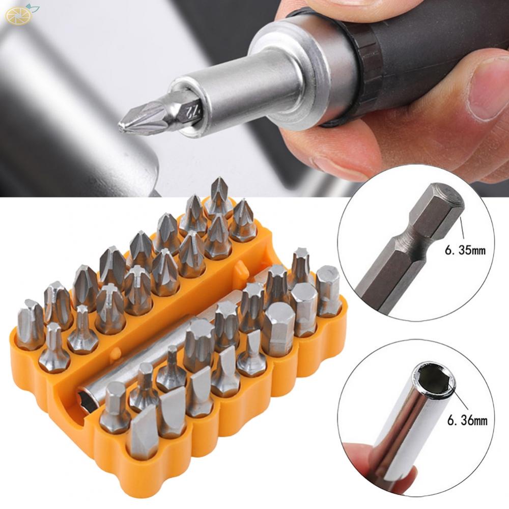 【VARSTR】Screwdriver Bits Black Chrome Vanadium Steel Hex Shank Slotted Cross Yellow