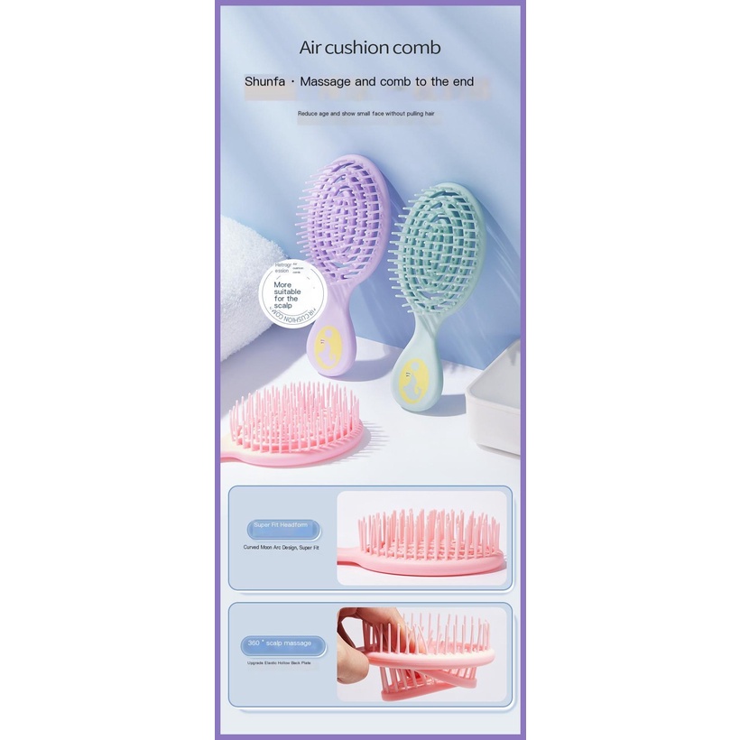 Gecomo Lược Chải Tóc Massage Mini Màu Trơn Đơn Giản Hiệu Quả Và Thiết Thực Dễ Thương Và nota2vn