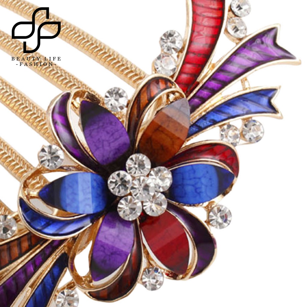 Lược Cài Tóc Hình Hoa Đính Đá Phong Cách Vintage Cho Nữ