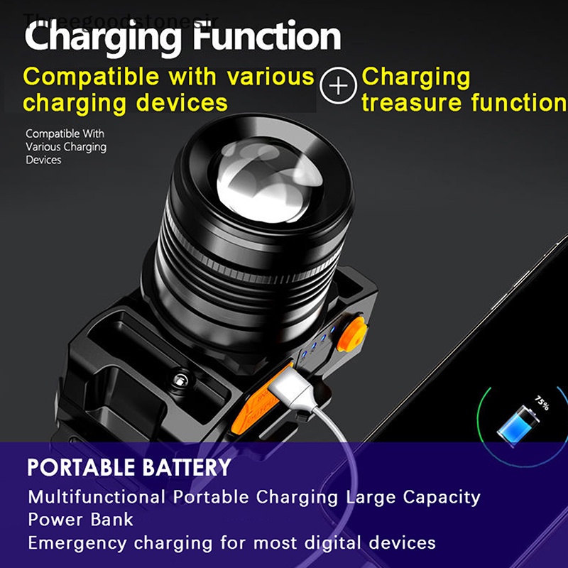 Đèn Pha LED TGS Siêu Sáng Chống Thấm Nước Sạc USB Tiện Dụng