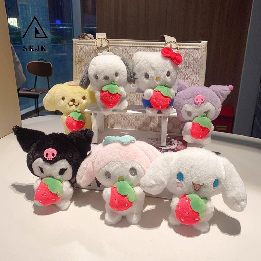 Móc Chìa Khóa Xe Hơi Bằng Cotton PP Hình Kuromi Cinnamoroll Dâu Tây Sáng Tạo Kiểu Hàn Quốc Cho Nữ