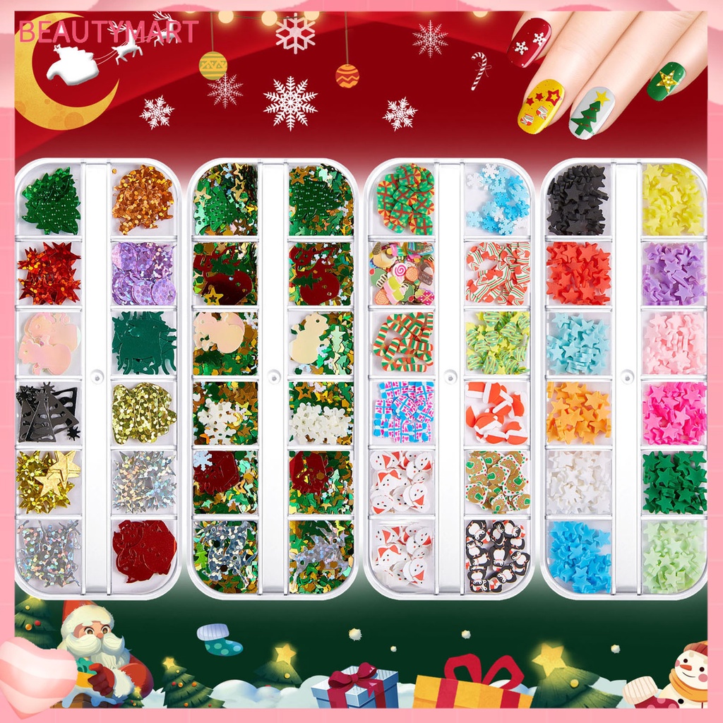 1 Hộp Phụ Kiện Trang Trí Móng Nghệ Thuật Tạo Hiệu Ứng 3D Siêu Mỏng Phong Cách Giáng Sinh Dành Cho Bạn Nữ