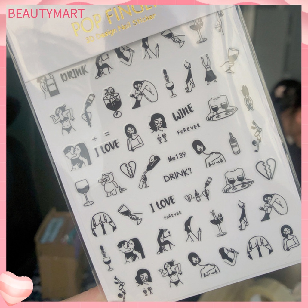 Nhãn Dán Móng Tay Móng Chân Tự Dính Họa Tiết Cô Gái Gợi Cảm DIY 10 Kiểu Tùy Chọn