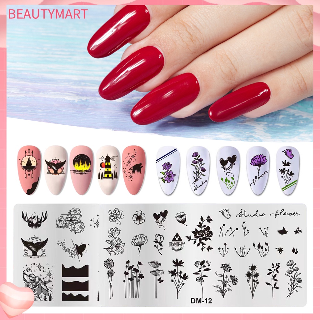 Khuôn Trang Trí Móng Tay Bằng Thép Không Gỉ Họa Tiết Tinh Tế Có Thể Tái Sử Dụng