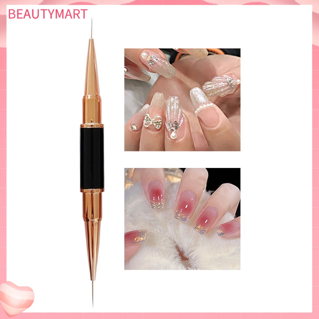 Set 5 Cọ Vẽ Móng Nghệ Thuật Hai Đầu Lông Mềm Mại Màu Vàng Hồng DIY