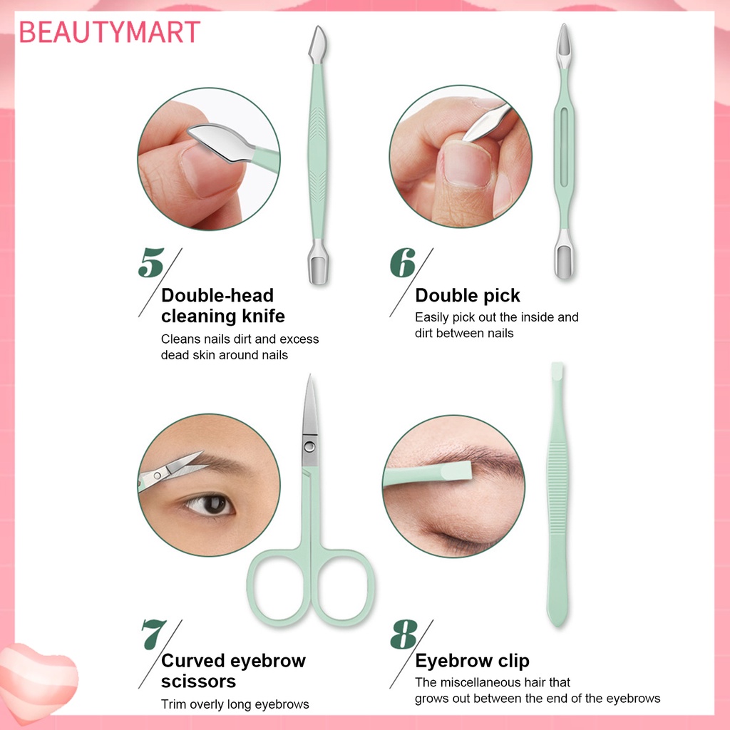 Bộ 16 Dụng Cụ Chăm Sóc Móng Tay / Lông Mày Chuyên Nghiệp Bằng Thép Không Gỉ