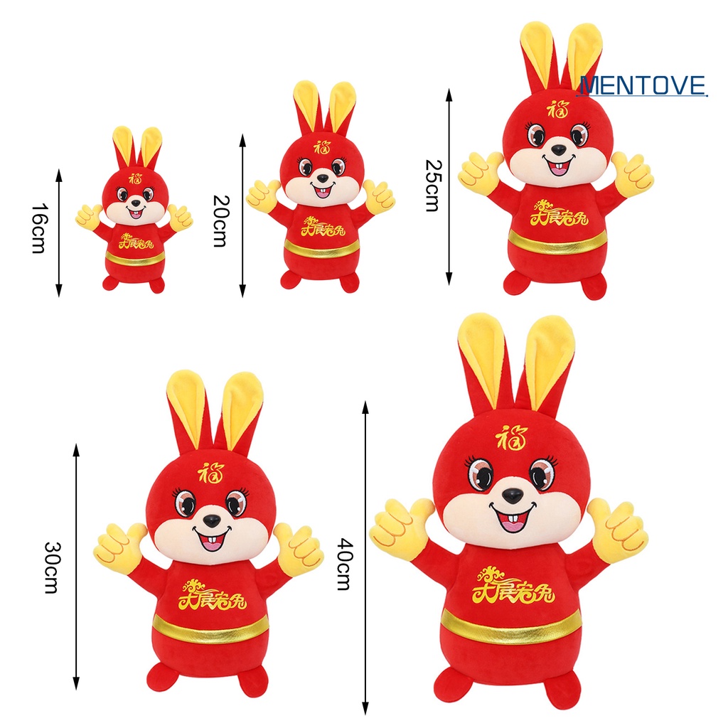 Đồ chơi nhồi bông Hình Thỏ 3D Phong Cách Trung Hoa 16 / 20 / 25 / 30 / 40cm Cho Năm Mới