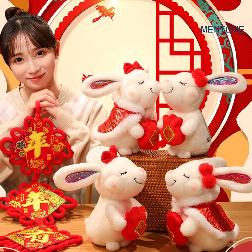 Thỏ Nhồi Bông 24cm May Mắn Phong Cách Trung Hoa Dễ Thương Cho Bé 2023