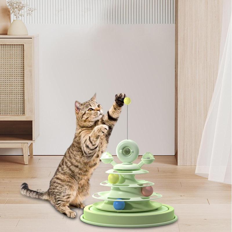 [Fenteer1] Đồ Chơi Xếp Hình Đường Ray Vòng Tròn 3 Lớp Vui Nhộn Cho Mèo Cưng