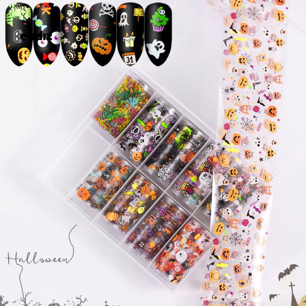 Hộp Sticker 10 Ngăn Hình Bí Ngô Trang Trí Móng Tay