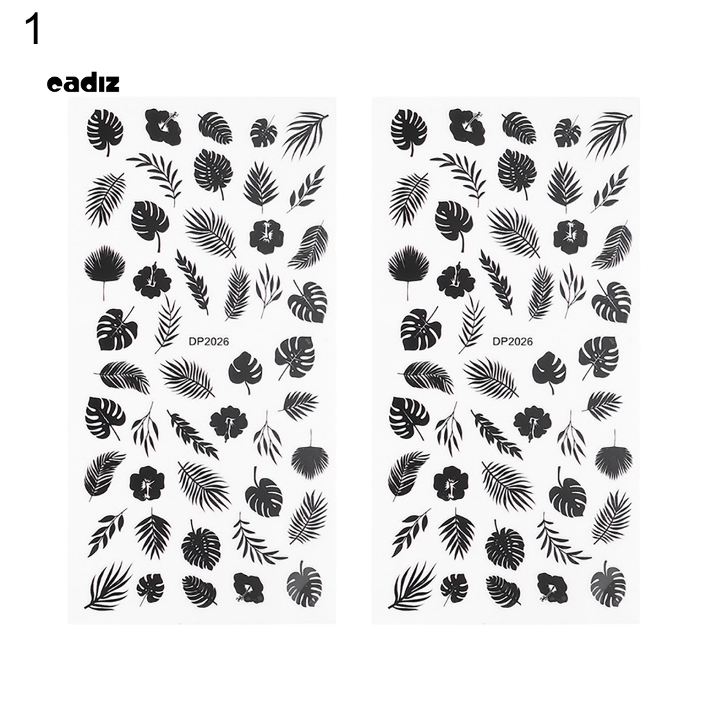 2 Miếng Dán Trang Trí Móng Tay Hình Lông Vũ / Bông Tuyết Màu Đen