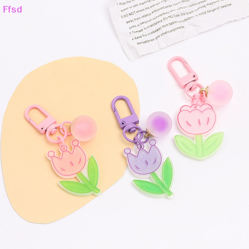 {Ffsd} Móc Khóa Hình Hoa Tulip Màu Kẹo Ngọt Ngào Phụ Kiện Túi Xách Nữ * Bán Chạy