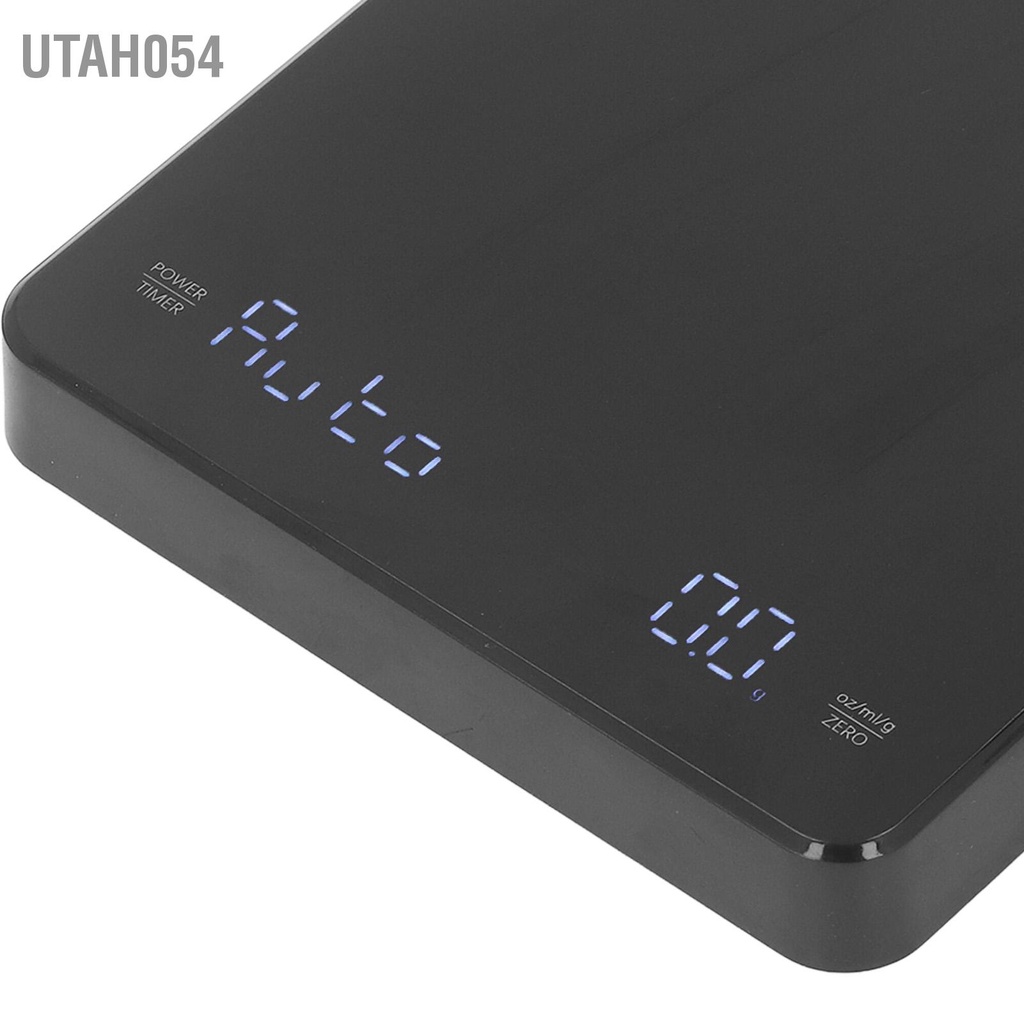 Utah054 Cân Cà Phê Kỹ Thuật Số 3Kg/0.1G Có Hẹn Giờ Đèn LED Màn Hình Vô Điện Tử Sạc USB Màu Đen Mờ